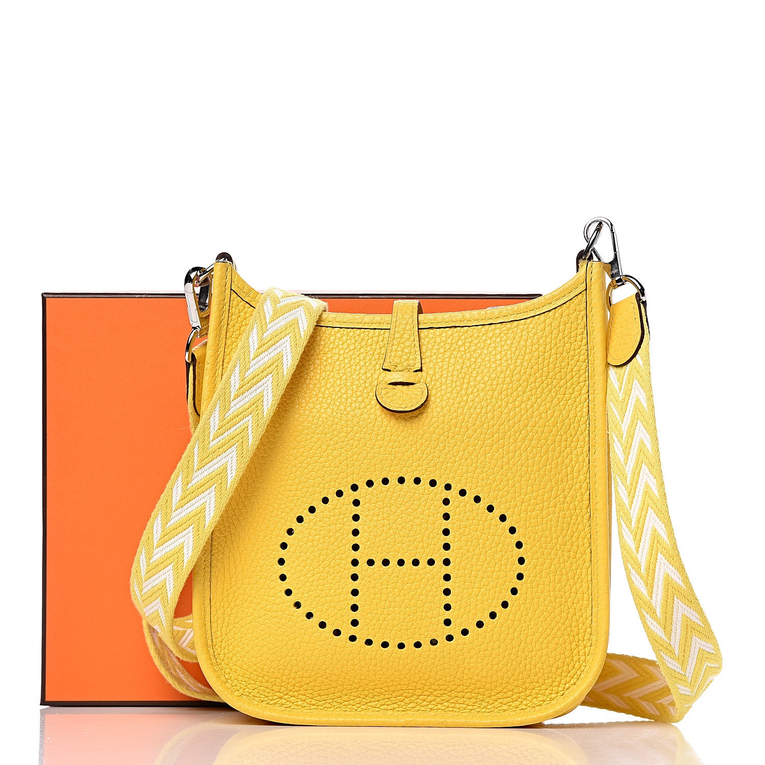 Hermes Taurillon Clemence Amazone Evelyne TPM Jaune De Naples White 11 of 11