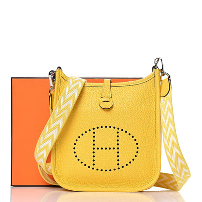Hermes Taurillon Clemence Amazone Evelyne TPM Jaune De Naples White 11 of 11