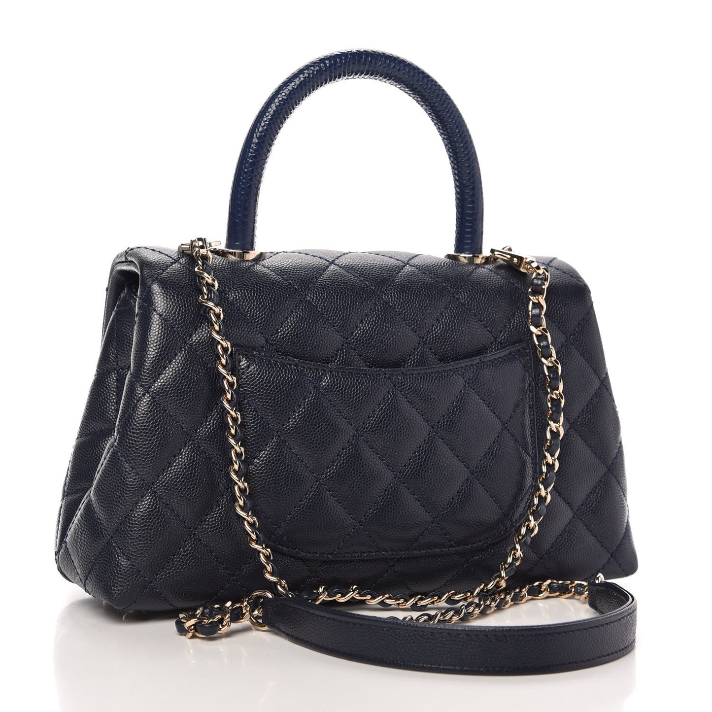 Caviar Quilted Mini Coco Handle Flap Navy Blue