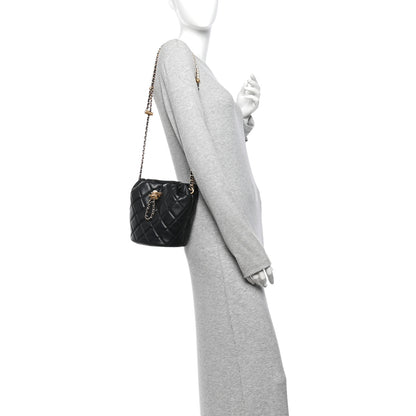 Chanel Lambskin Quilted My Perfect Chain Bucket Drawstring Bag Black 2 of 10
