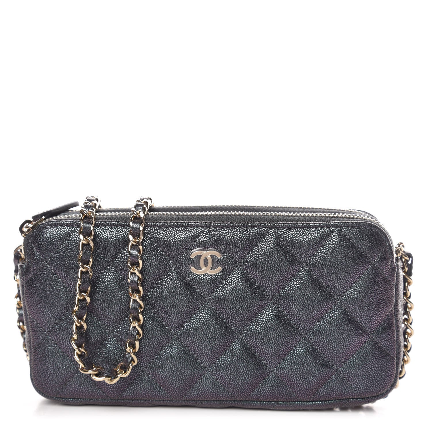 Chanel Iridescent Caviar Quilted Clutch With Chain Black 1 of 11