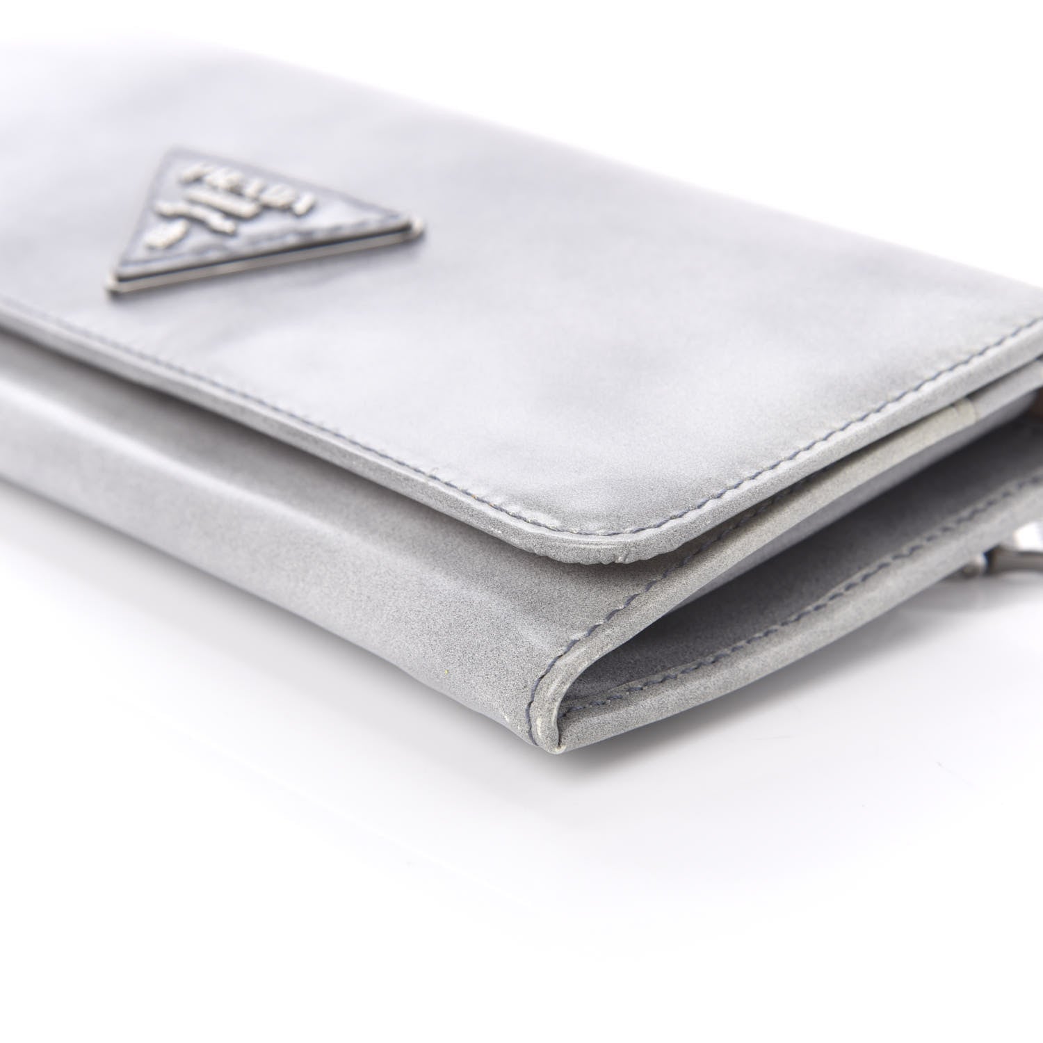 Prada Spazzolato Tria Continental Flap Wallet Grigio 7 of 12