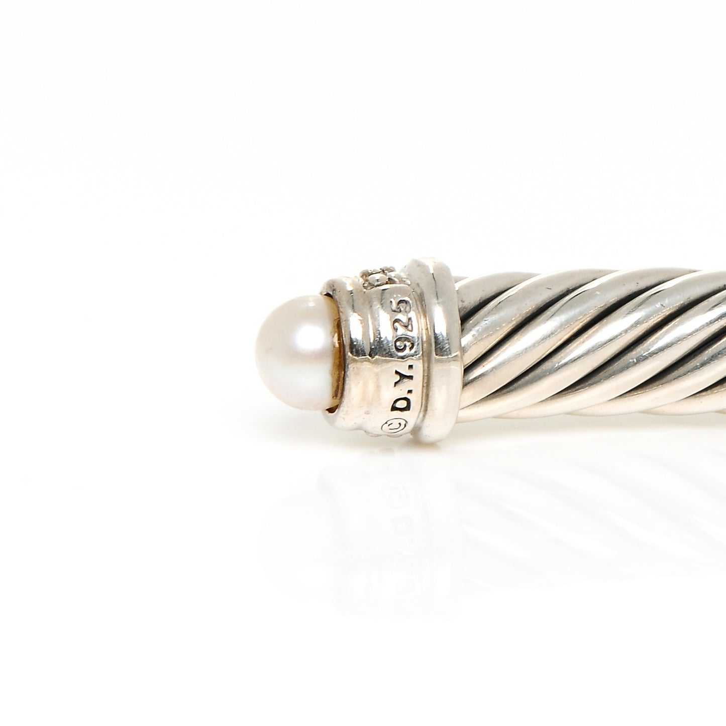 Sterling Silver Diamond Pearl 5mm Cable Classics Bracelet