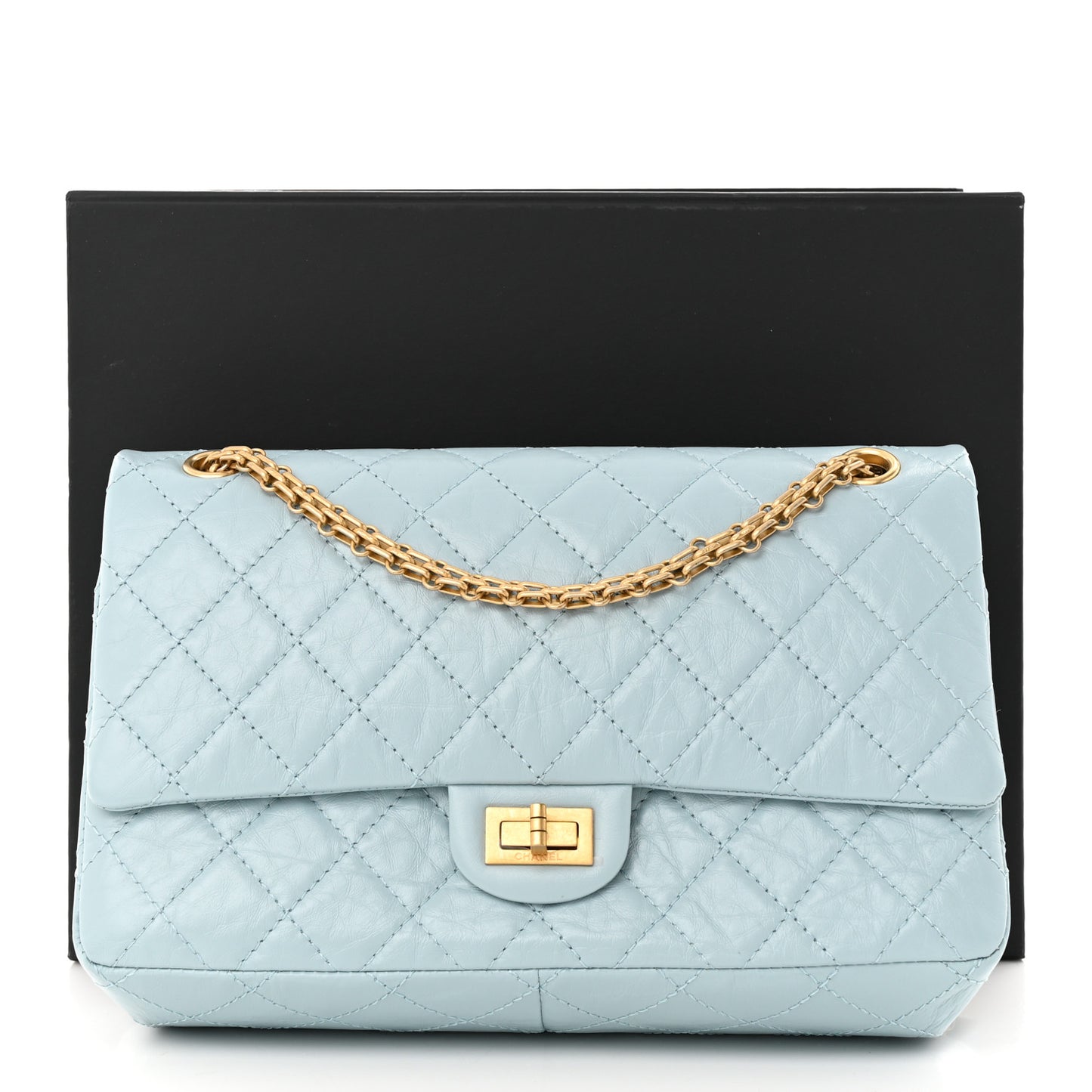 Aged Calfskin Quilted 2.55 Reissue 226 Flap Light Blue