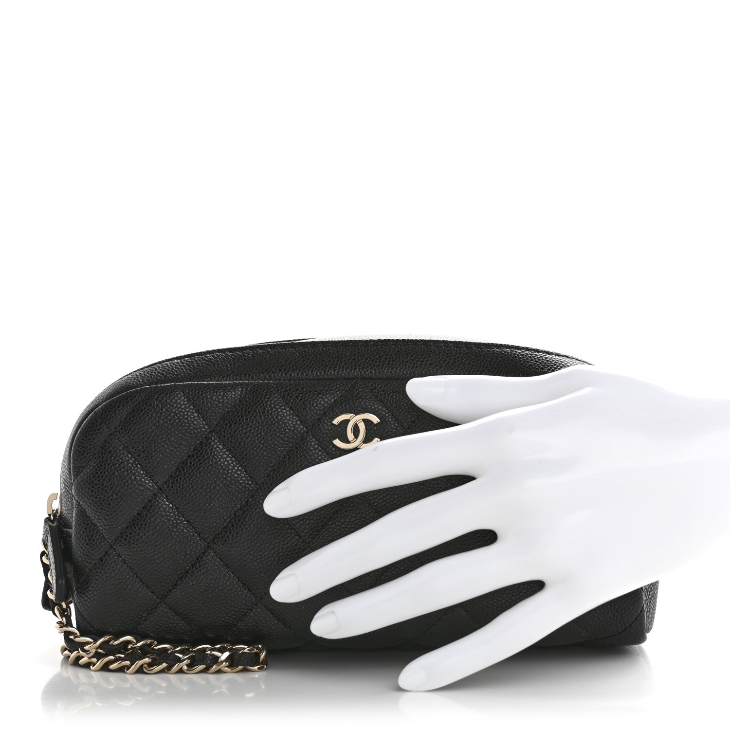 Chanel Caviar Quilted Toiletry Case With Chain Black 2 of 8