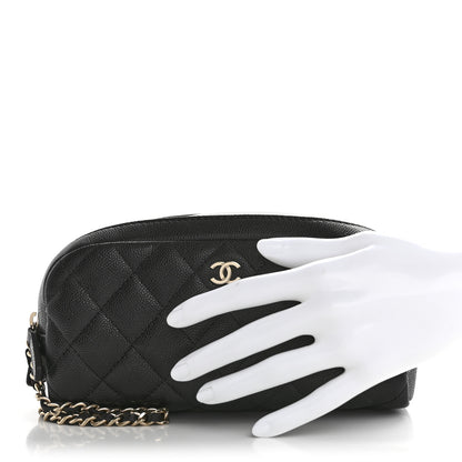 Chanel Caviar Quilted Toiletry Case With Chain Black 2 of 8