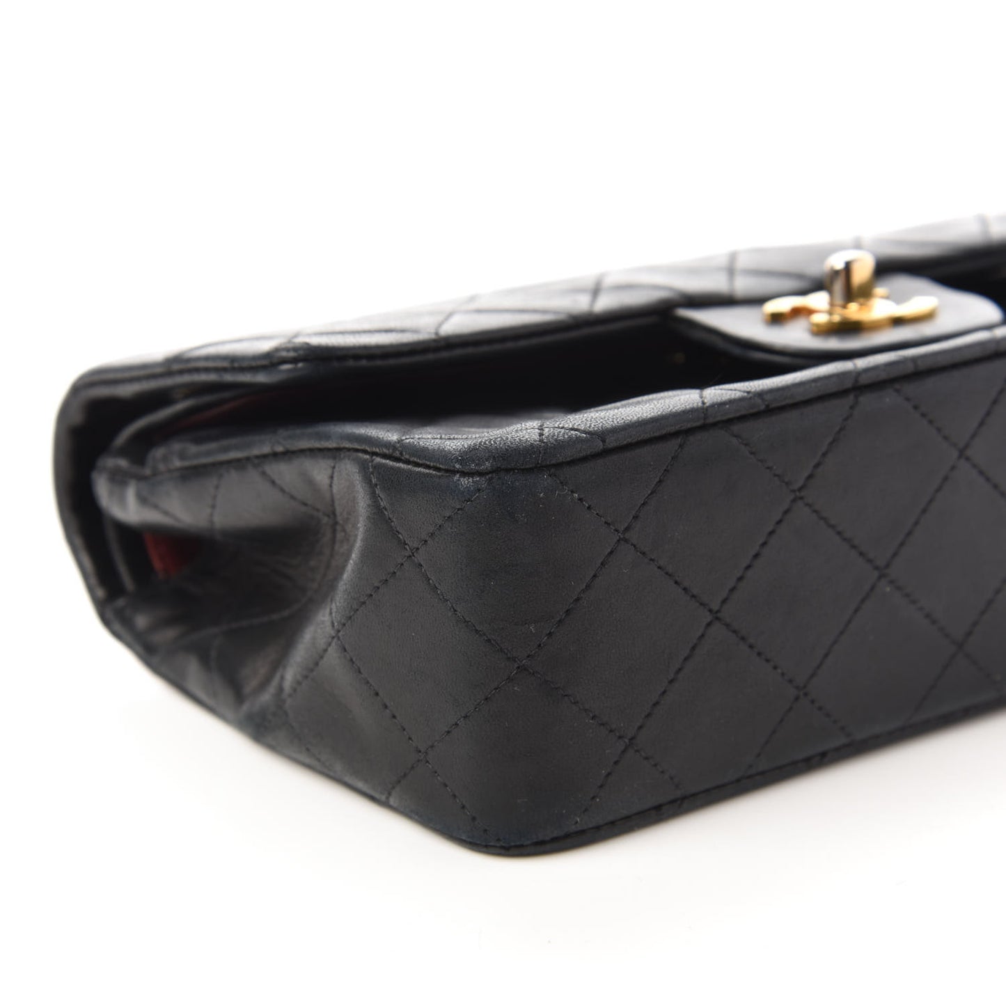 Lambskin Quilted Small Double Flap Black