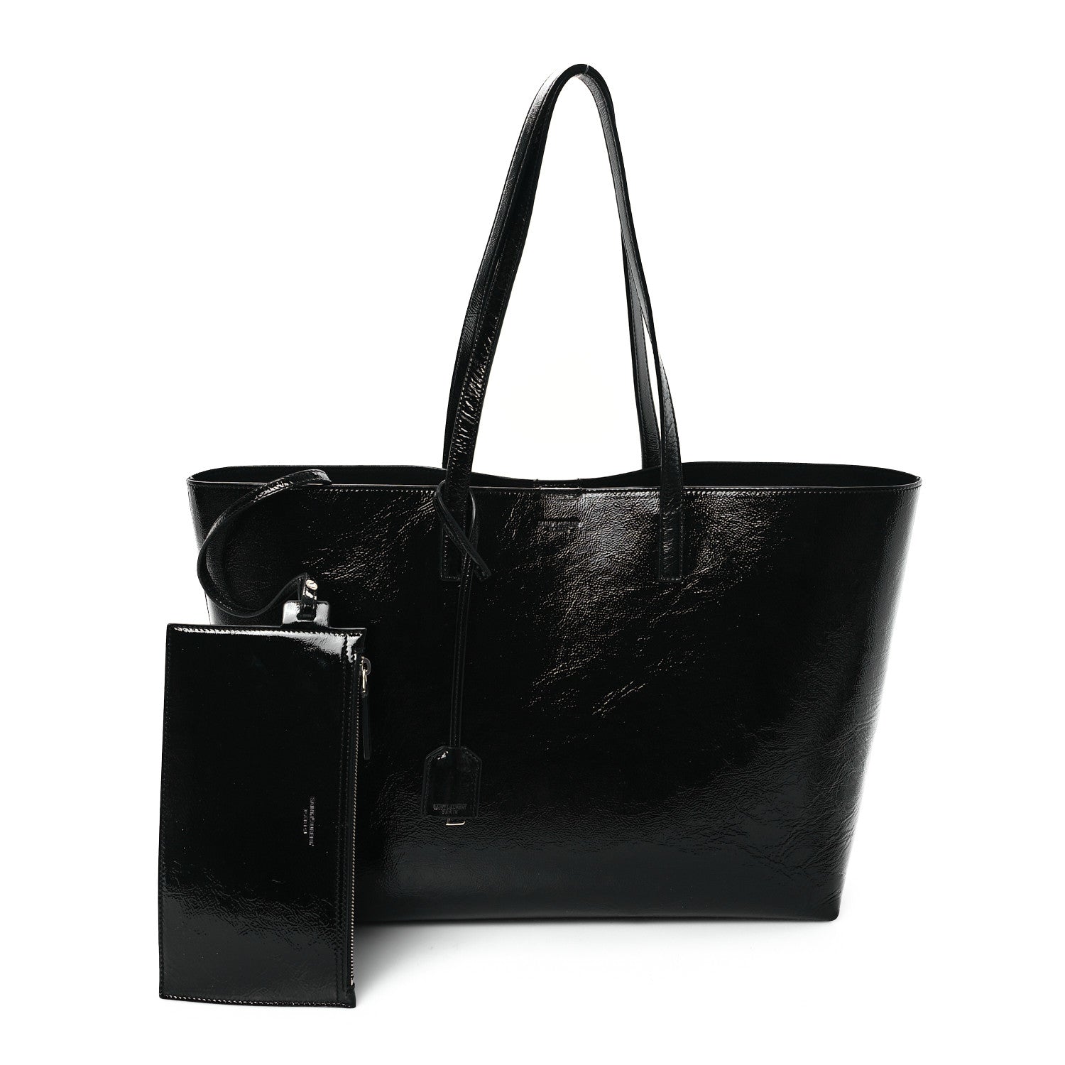 Saint Laurent Textured Patent Large Shopping Tote Black 3 of 11