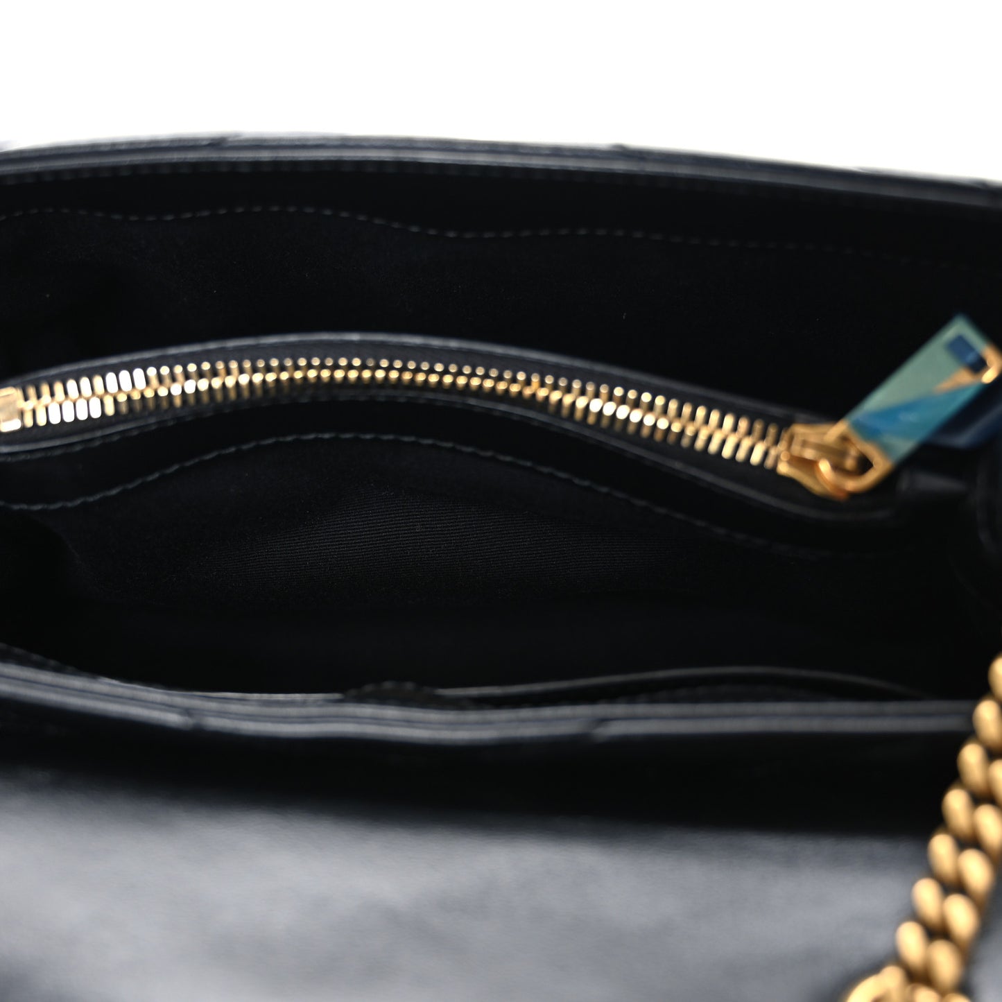 Calfskin Y Quilted Monogram Small Loulou Chain Satchel Black