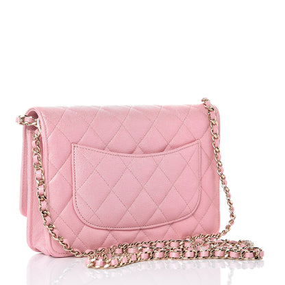 Chanel Iridescent Caviar Quilted Wallet on Chain WOC Rose Pink 3 of 9