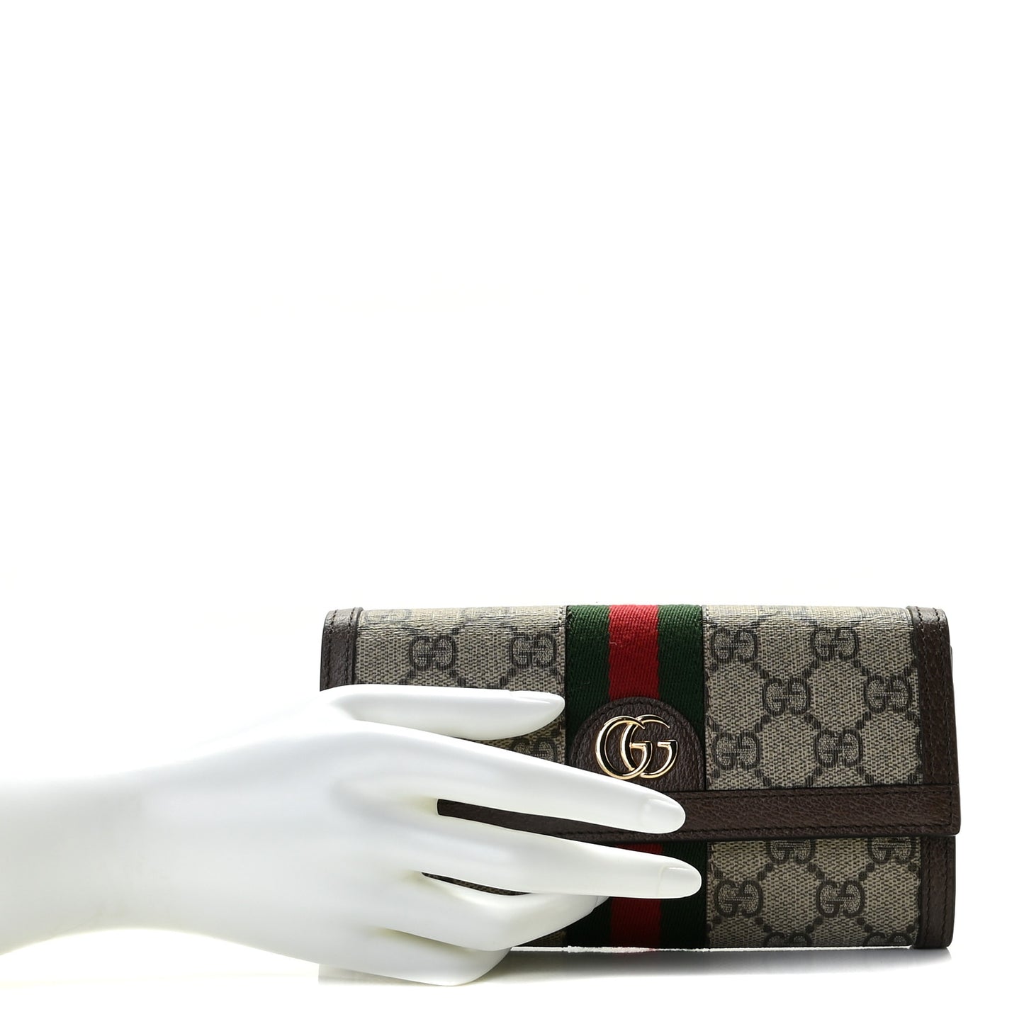 GG Supreme Monogram Web Ophidia Continental Wallet Brown