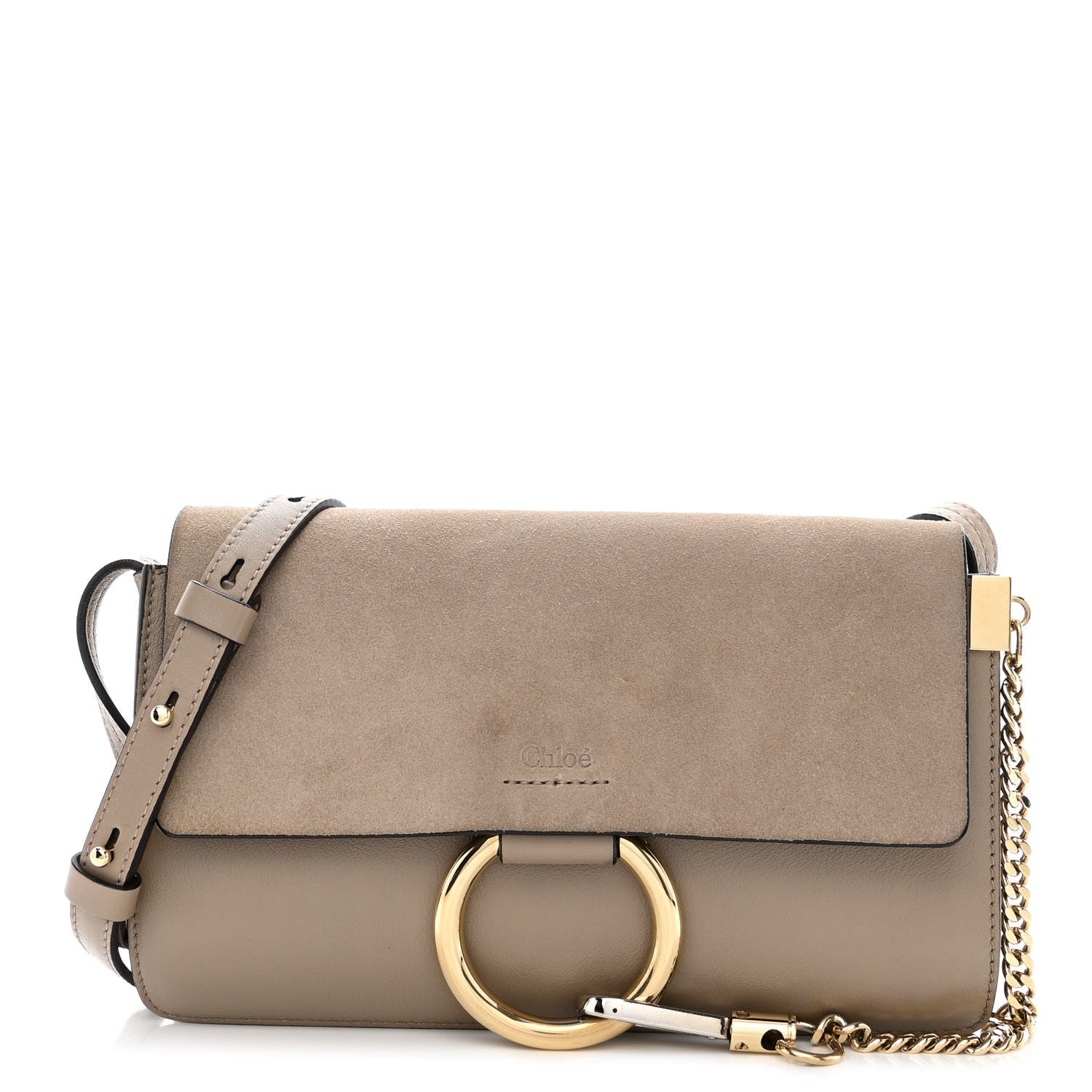 Chloe Suede Calfskin Small Faye Shoulder Bag Motty Grey 1 of 13