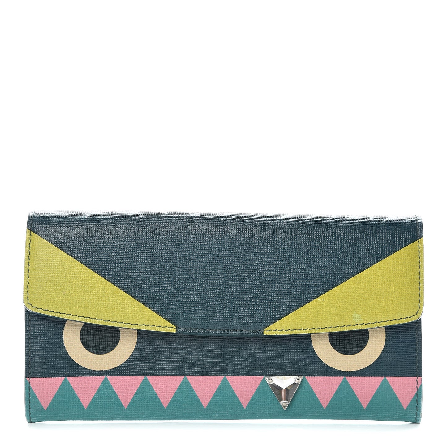 Vitello Crystal Tooth Monster Continental Wallet Oceano Multicolor