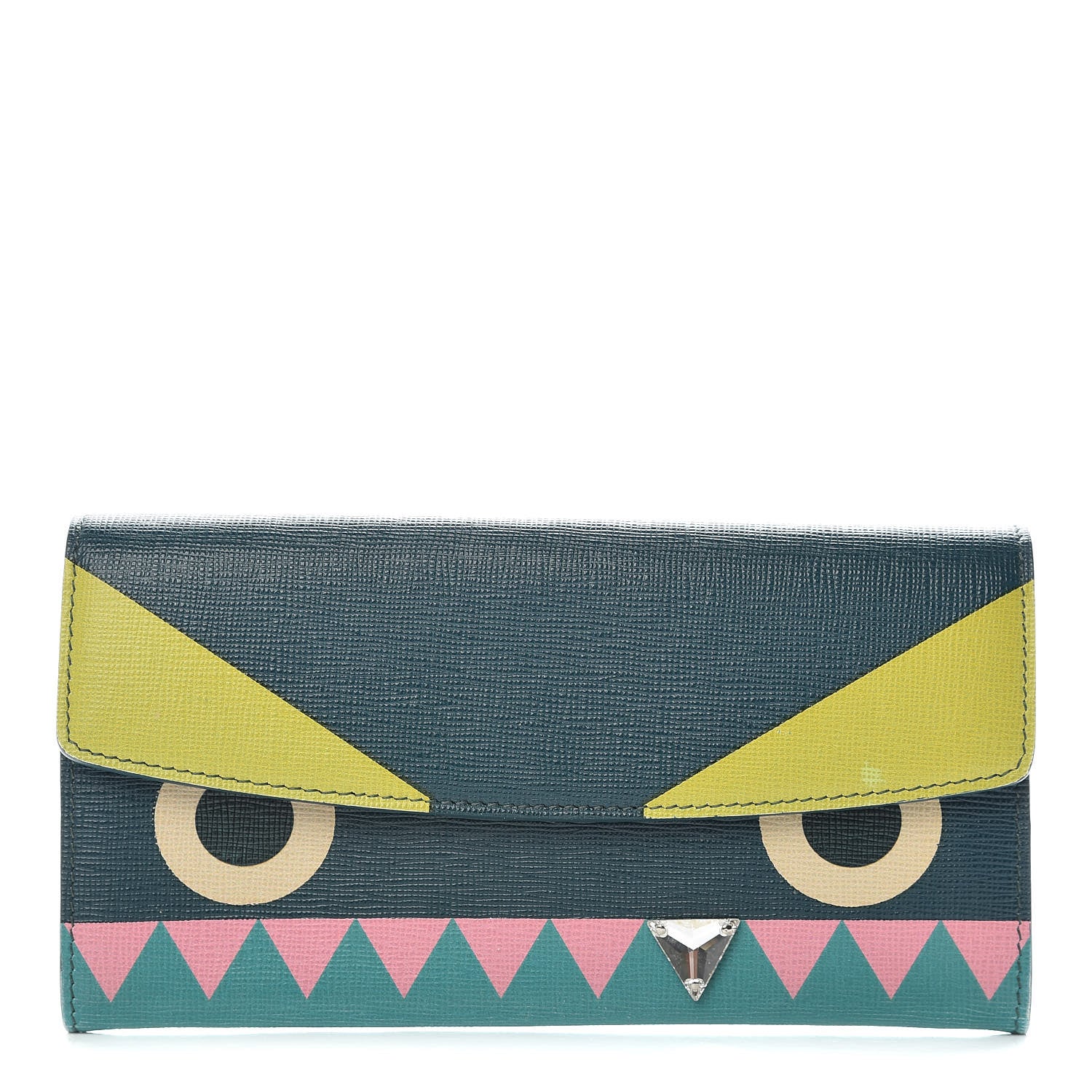 Fendi Vitello Crystal Tooth Monster Continental Wallet Oceano Multicolor 1 of 10