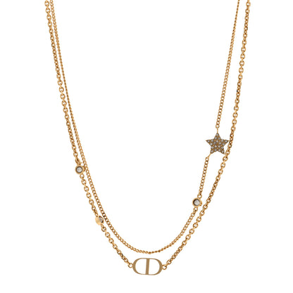 Christian Dior Metal Crystal Petit CD Double Necklace Gold 1 of 6