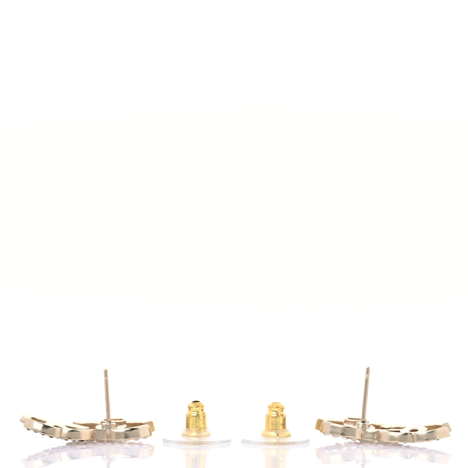 Chanel Crystal Double CC Earrings Gold Black 3 of 5