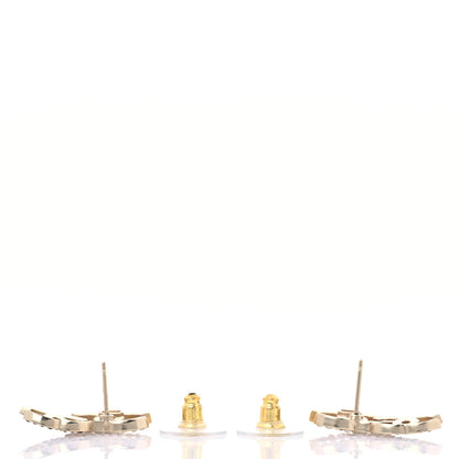 Chanel Crystal Double CC Earrings Gold Black 3 of 5