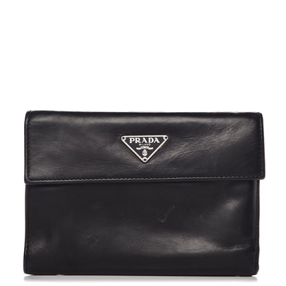 Prada Nappa Tri Fold Wallet Black 1 of 9