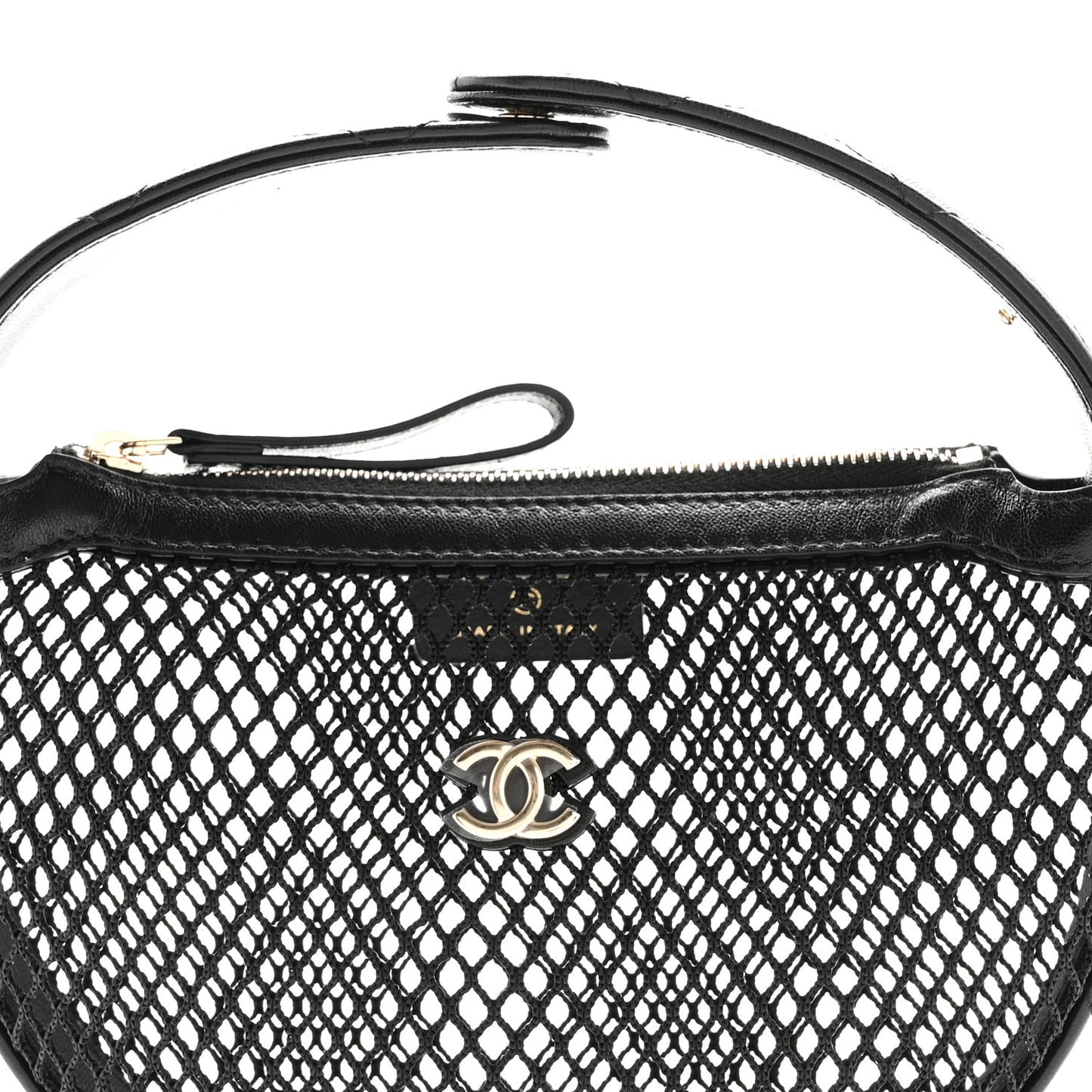 Mesh Shiny Lambskin Pouch Hobo Black