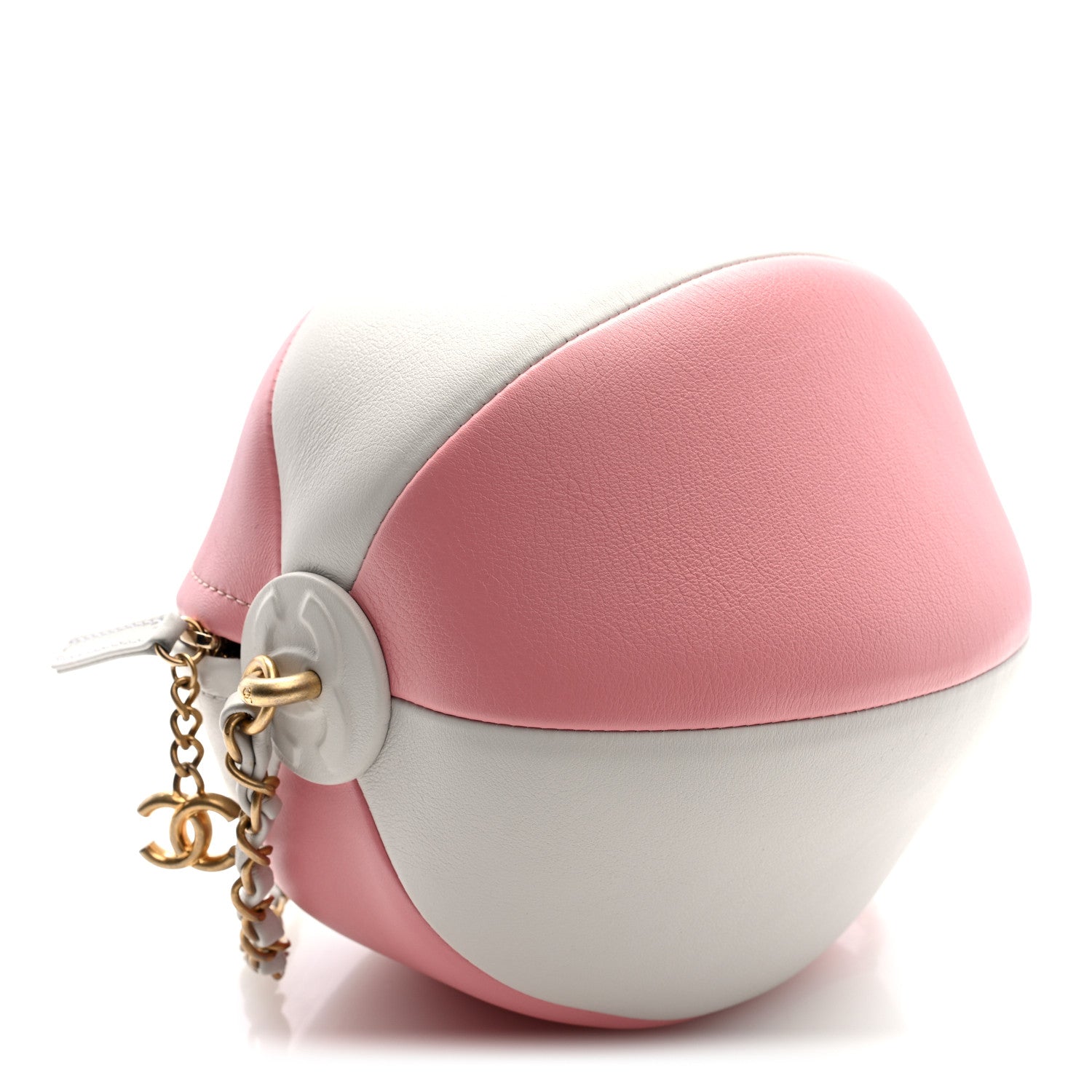 Chanel Calfskin Coco Beach Ball Bag White Pink 4 of 10