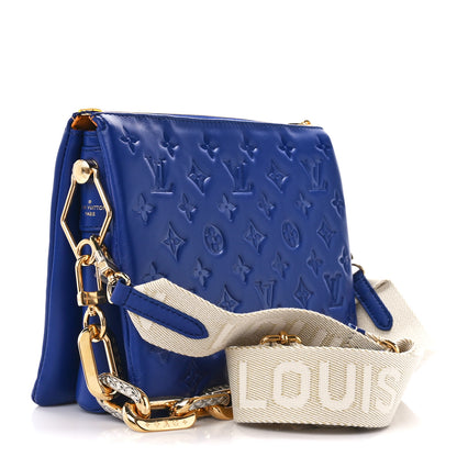 Louis Vuitton Lambskin Embossed Monogram Coussin PM H32 Smalt Blue 3 of 13