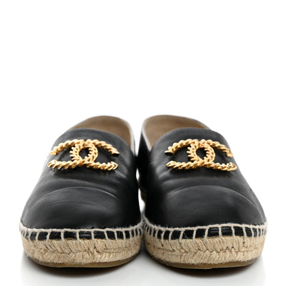 Chanel Calfskin Chain CC Espadrilles 37 Black 2 of 9