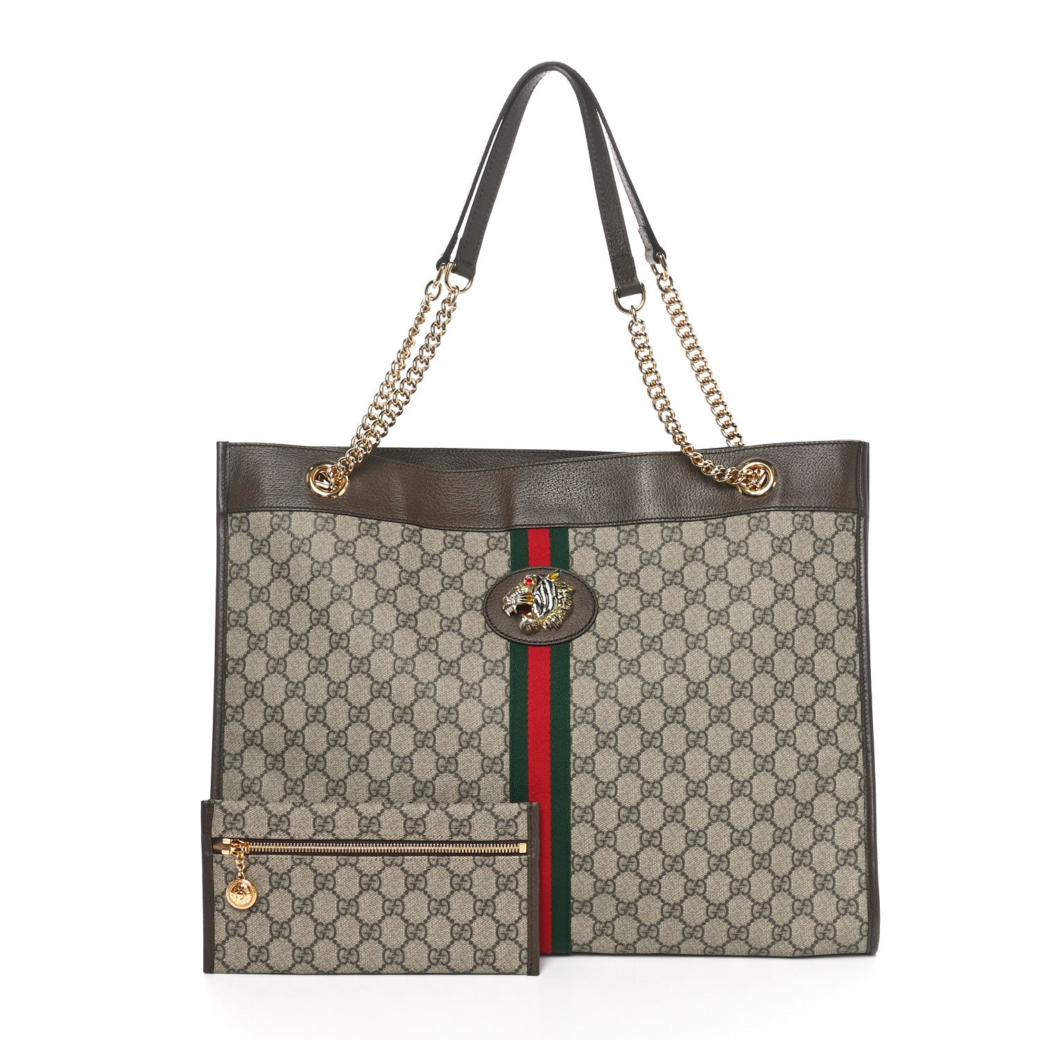 Gucci GG Supreme Monogram Large Rajah Chain Tote Beige New Acero 2 of 11