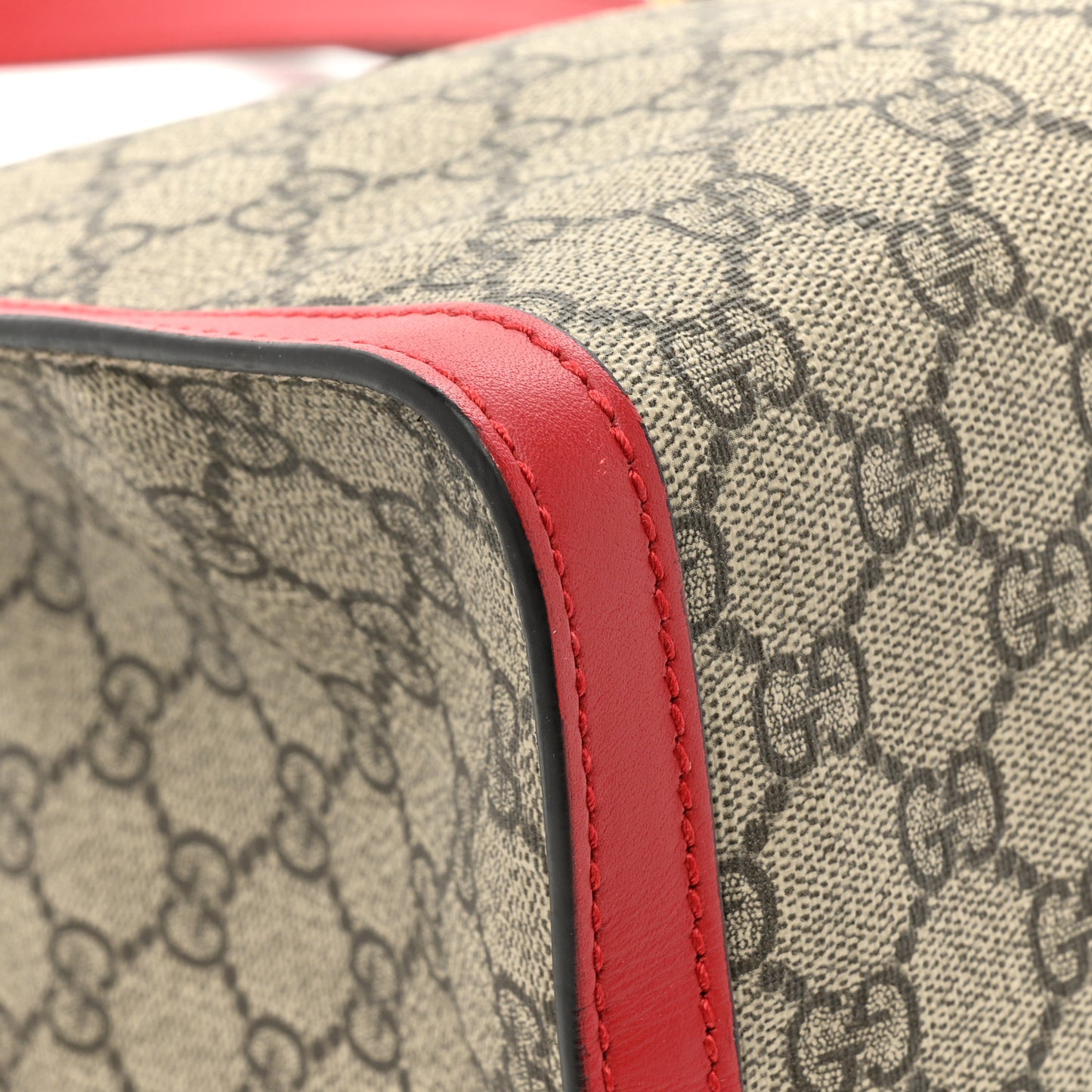 GG Supreme Monogram Medium Padlock Tote Hibiscus Red