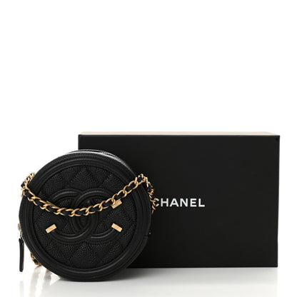 Chanel Caviar Quilted Round Filigree Crossbody Black 12 of 12