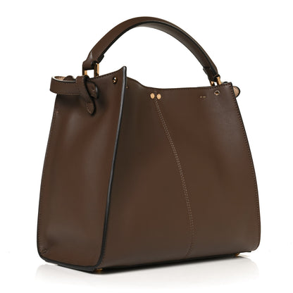 Fendi Vitello Seta Glazed Fabric FF 1974 Medium Peekaboo X-Lite Maya Mogano Panna 2 of 9