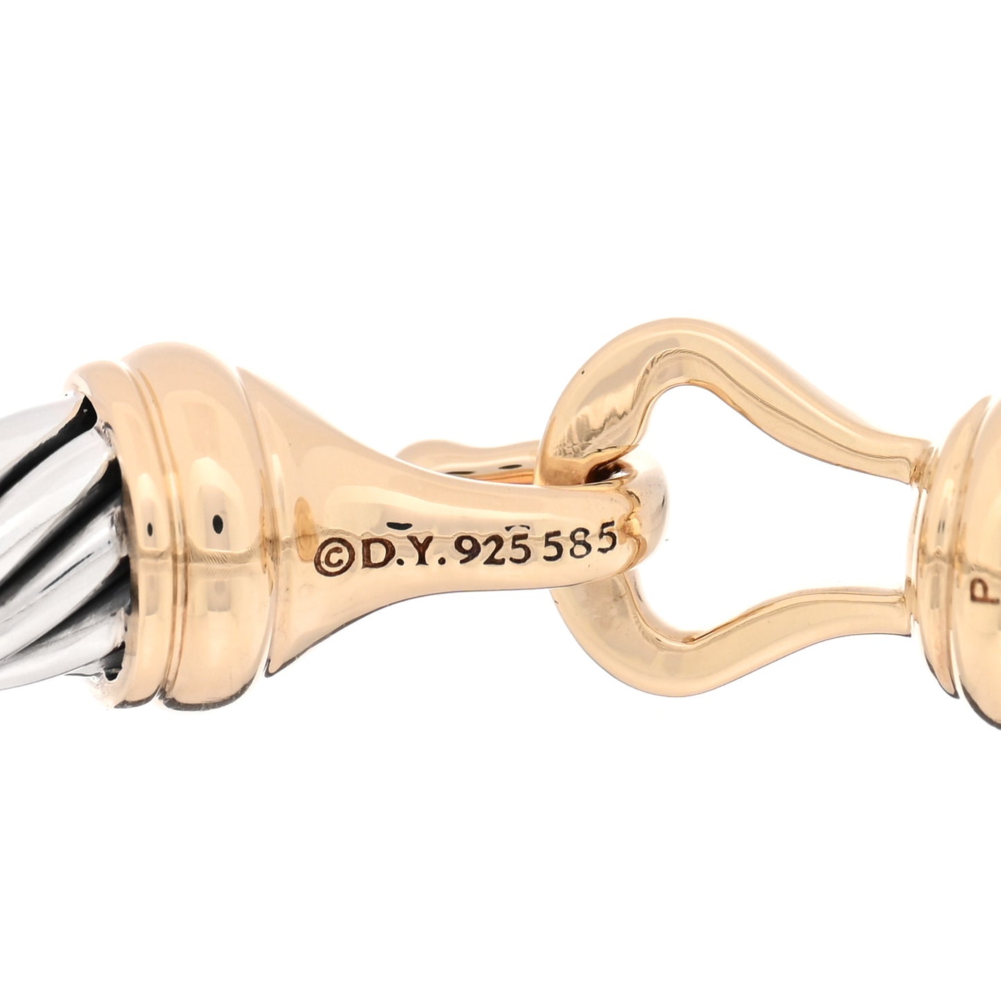 Sterling Silver 14K Yellow Gold 7mm Cable Classic Buckle Bracelet