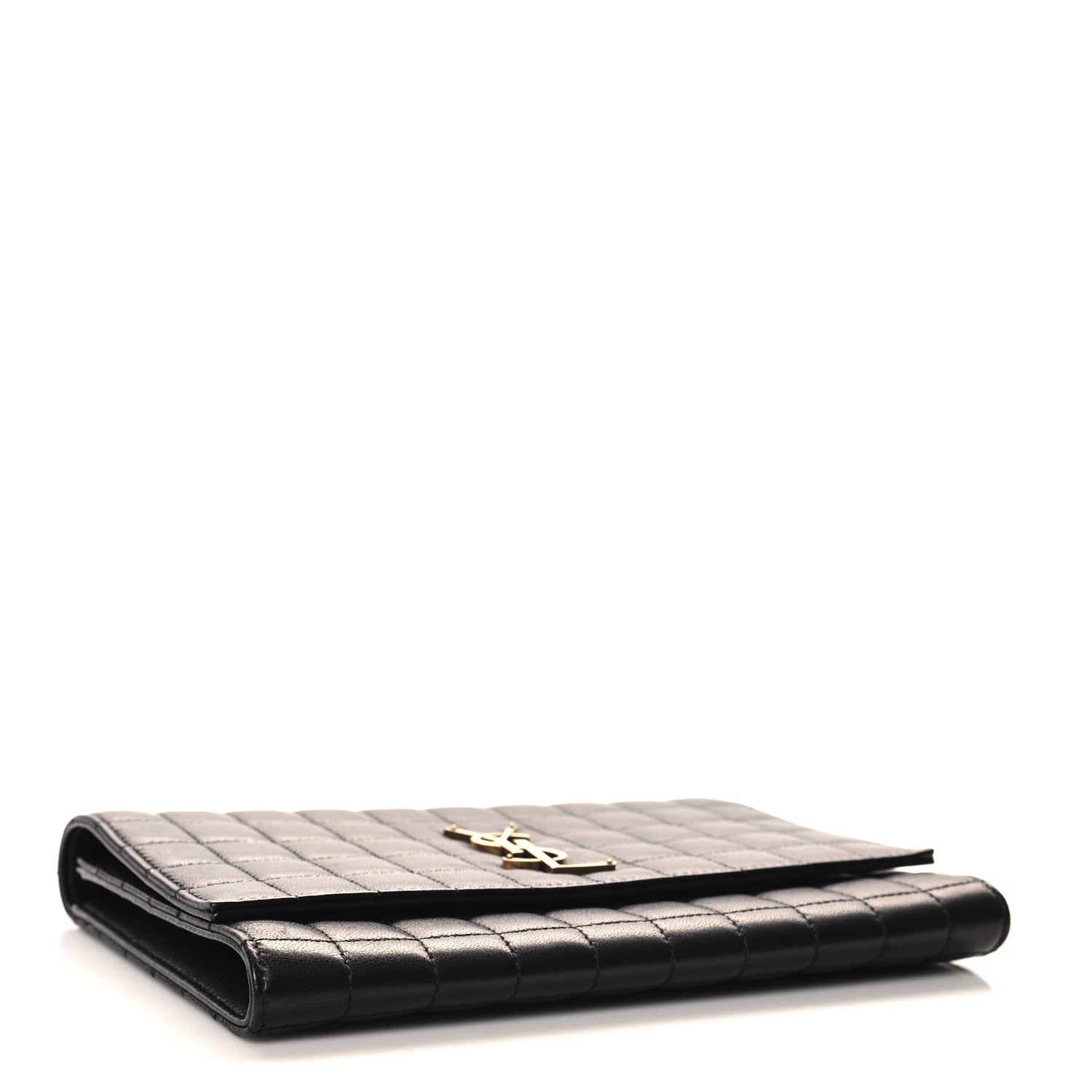 Saint Laurent Lambksin Cassandre Matelasse Carre Flap Pouch Clutch Black 4 of 7