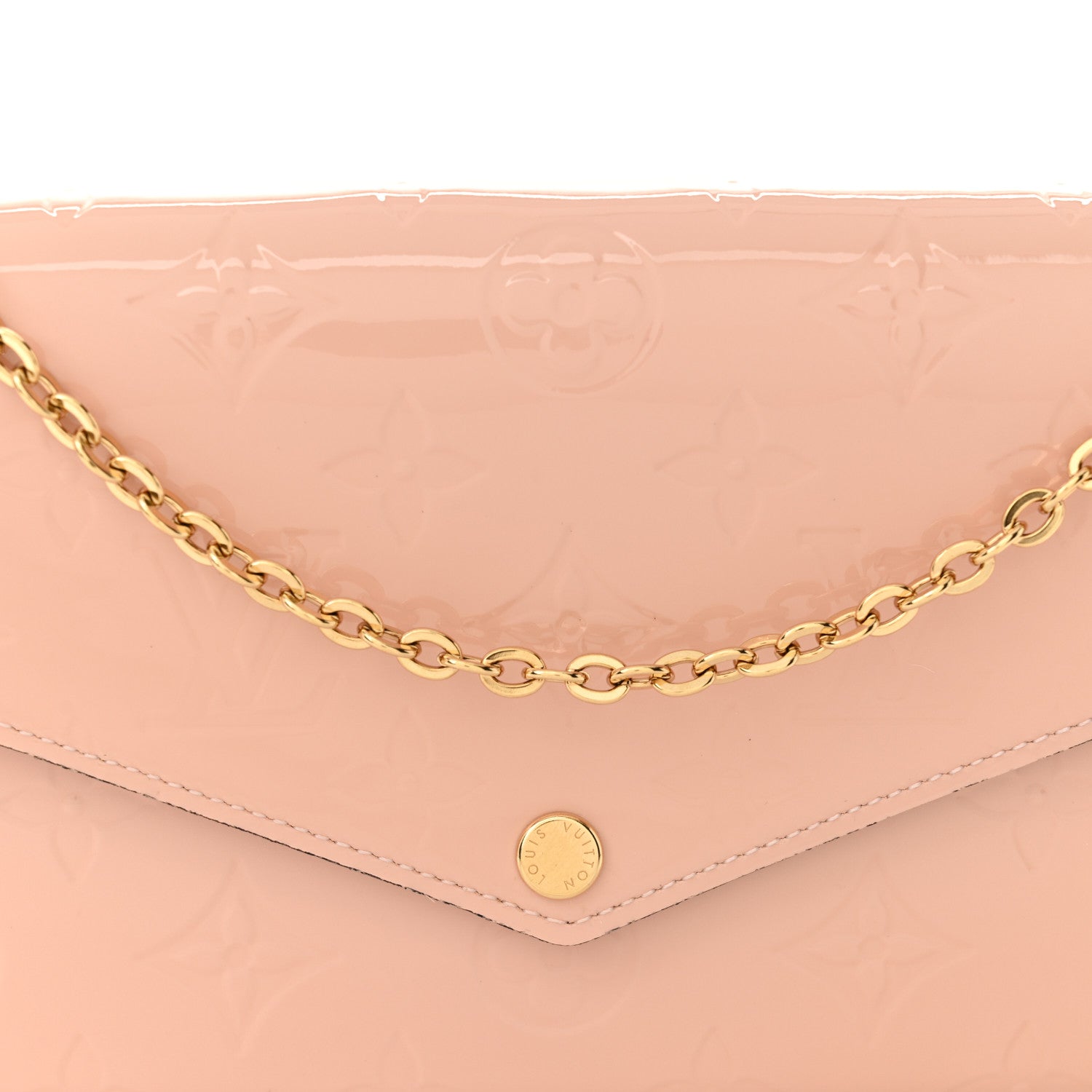 Louis Vuitton Vernis Felicie Chain Wallet Rose Ballerine 9 of 12