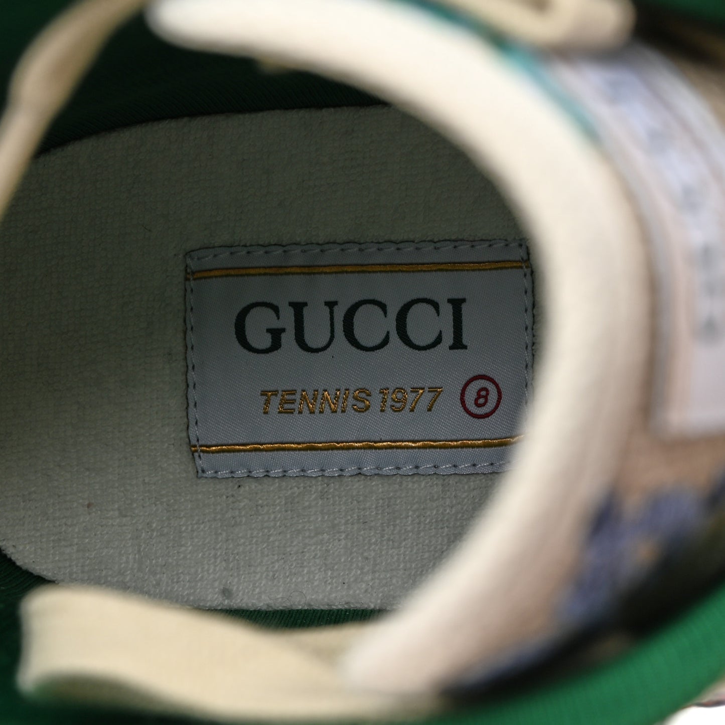 Linen Psychedelic Mini GG Monogram Mens 1977 Tennis High Top Sneakers 8 Multicolor Mystic White