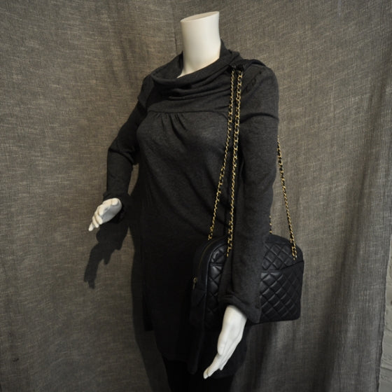 Chanel Lambskin Quilted Shoulder Bag Navy 2 of 2