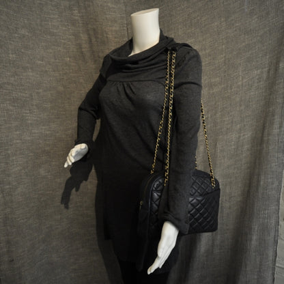 Chanel Lambskin Quilted Shoulder Bag Navy 2 of 2