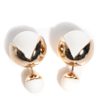 Christian Dior Mise En Dior Tribal Earrings Gold White 1 of 3