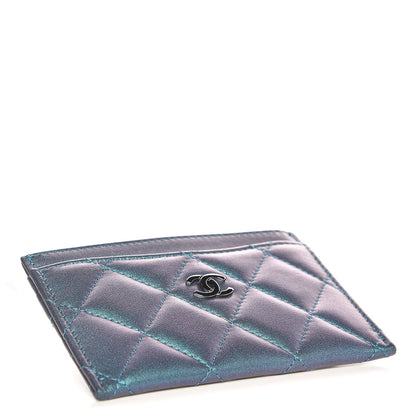 Chanel Metallic Lambskin Quilted Card Holder Turquoise 3 of 9