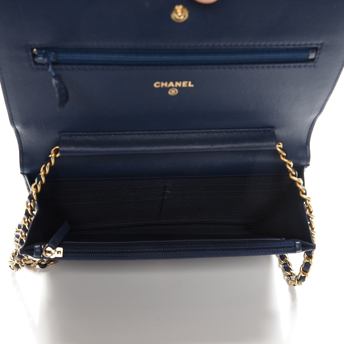 Lambskin Quilted Boy Wallet On Chain WOC Blue