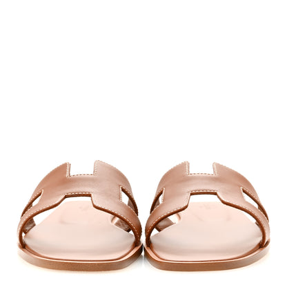 Hermes Box Calfskin Oran Sandals 38 Gold 3 of 10