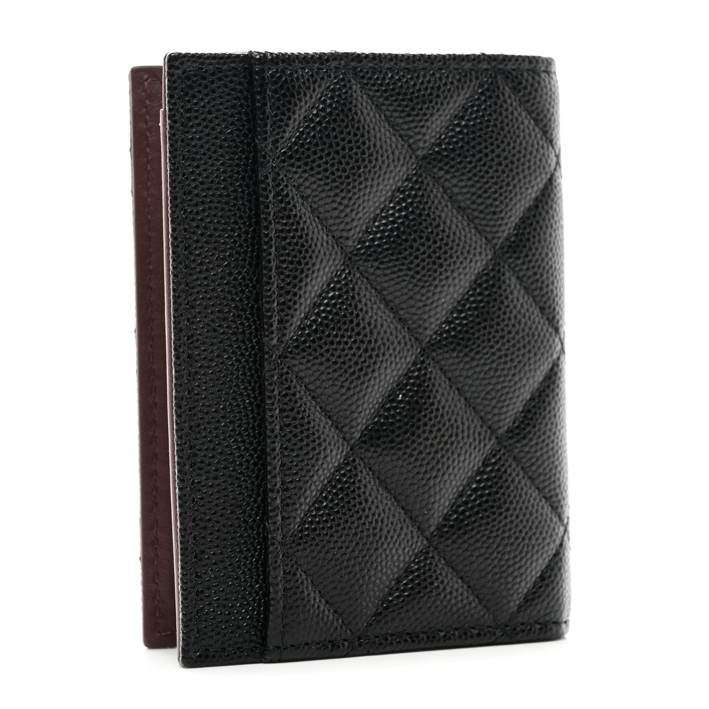 Caviar Quilted Card Holder Wallet Black