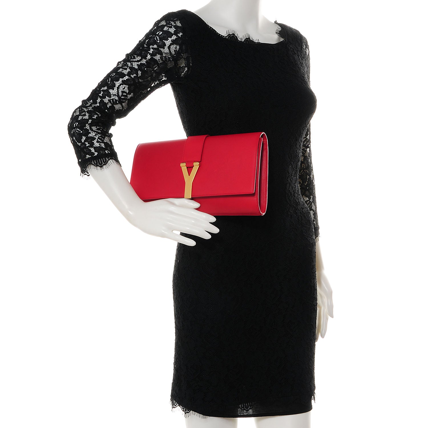 Saint Laurent Leather Classic Y Clutch Rouge Orient 2 of 8