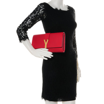 Saint Laurent Leather Classic Y Clutch Rouge Orient 2 of 8