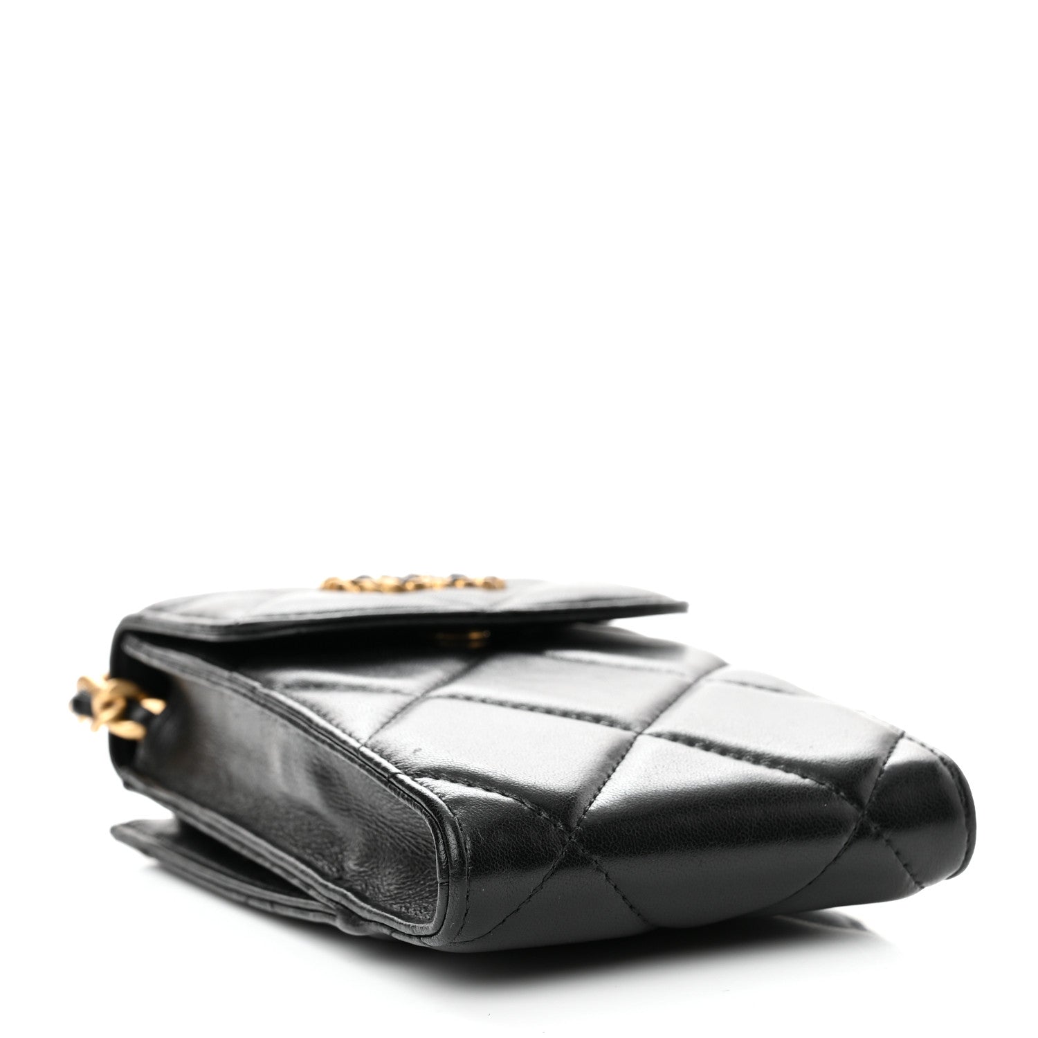 Chanel Lambskin Quilted Chanel 19 Phone Holder With Chain Black 4 of 11