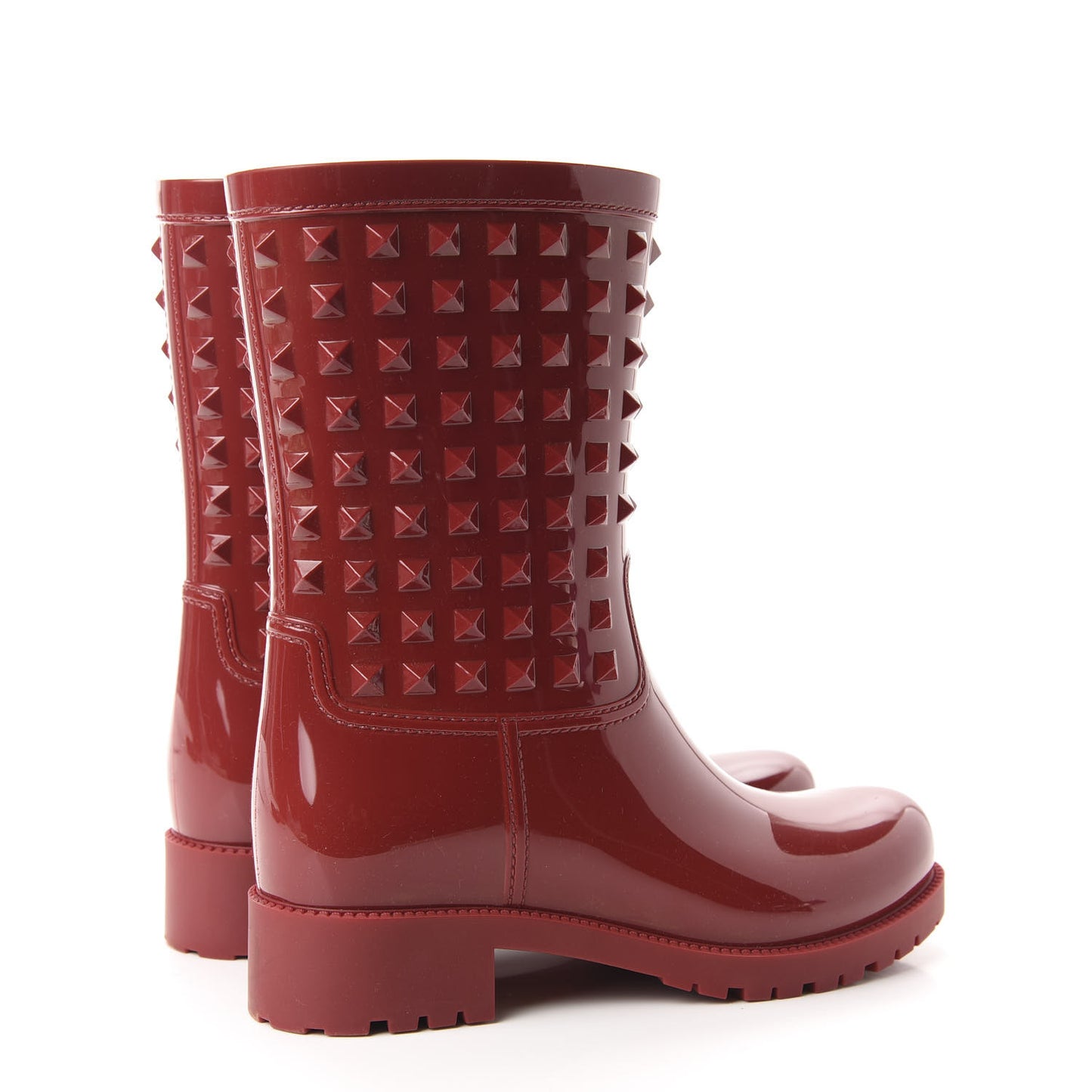 Rubber Rockstud Short Rainboots 38 Red