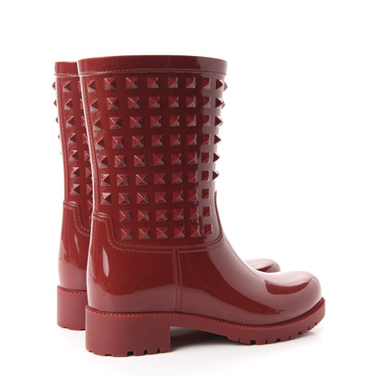 Valentino Garavani Rubber Rockstud Short Rainboots 38 Red 4 of 10