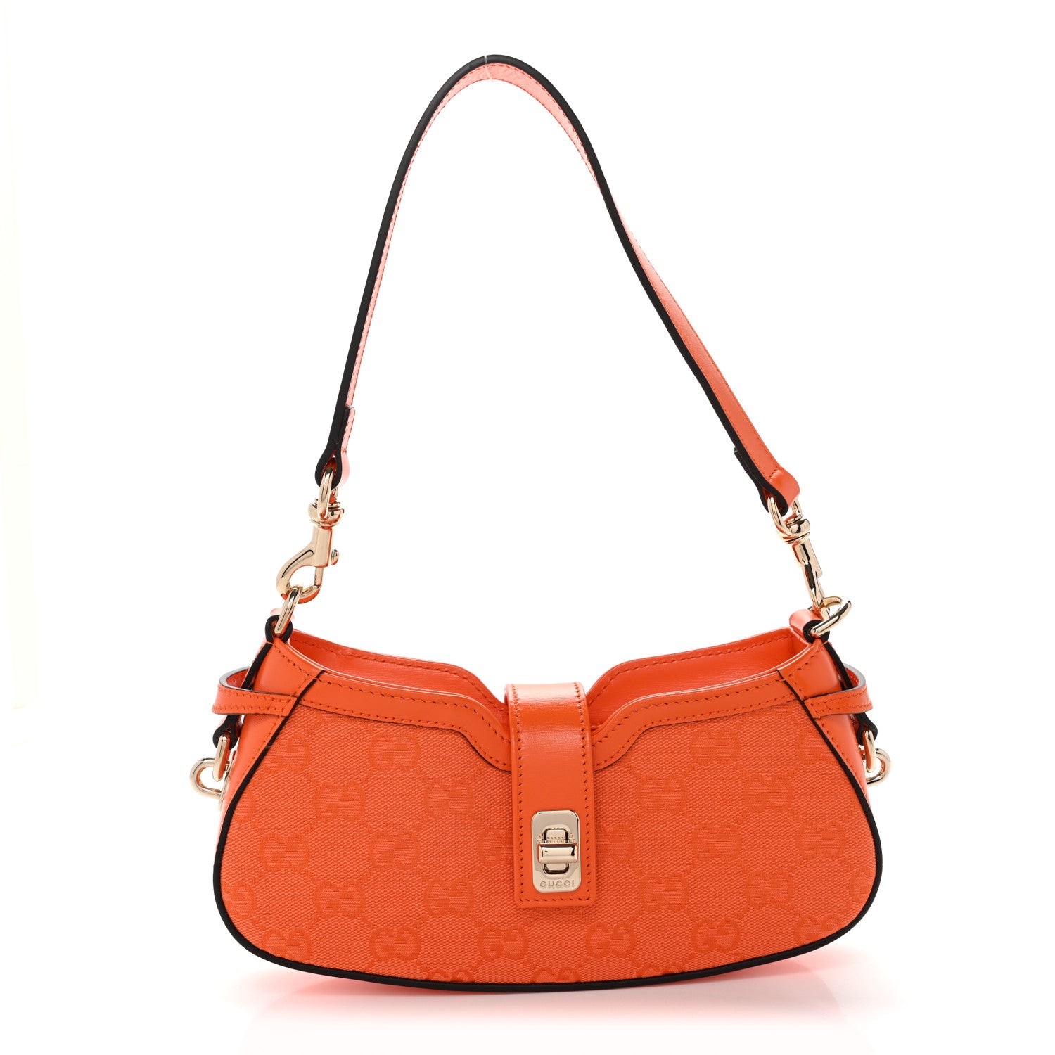 Gucci Calfskin Monogram Mini Moon Side Shoulder Bag Orange 1 of 9