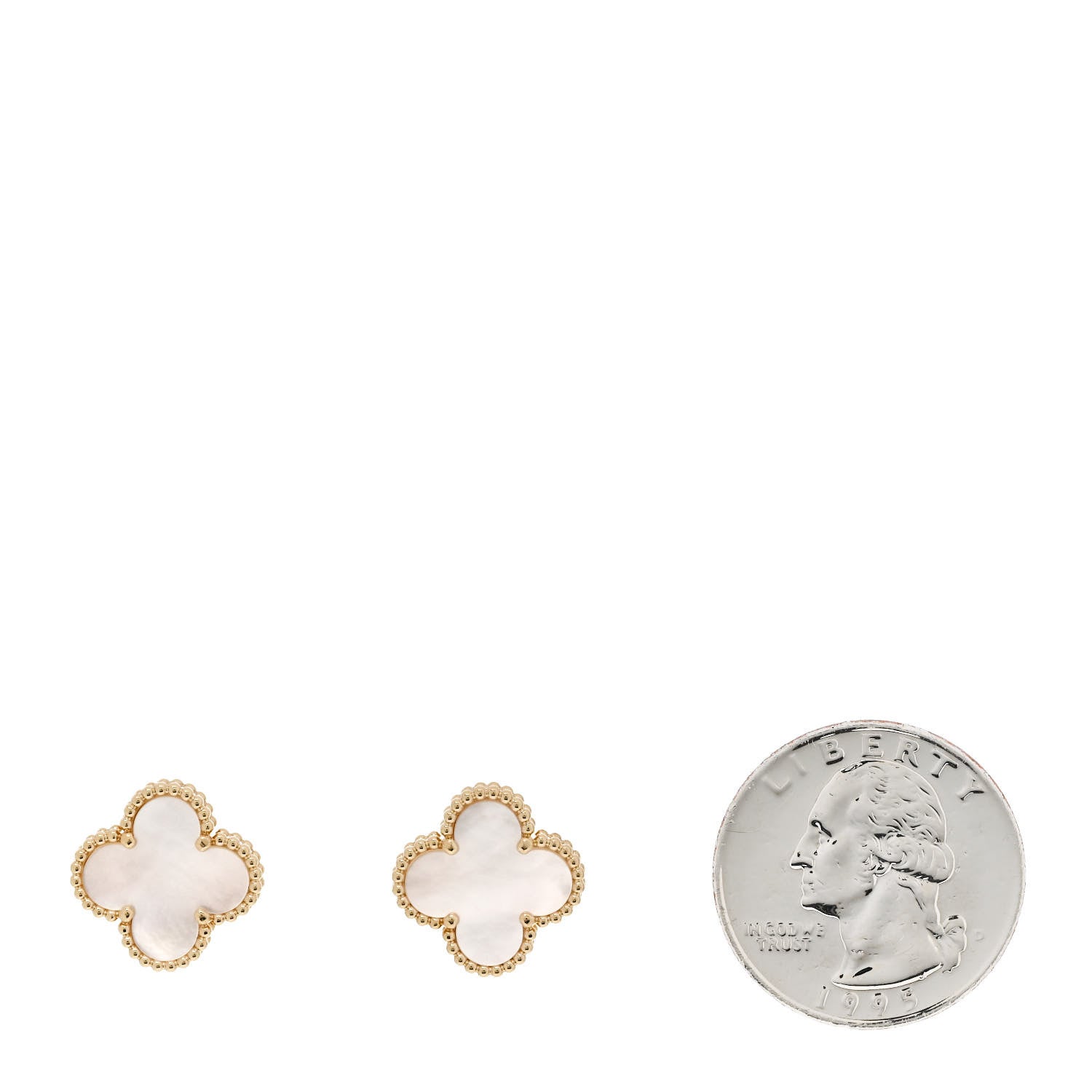 Van Cleef & Arpels 18K Yellow Gold Mother of Pearl Vintage Alhambra Earrings 2 of 5