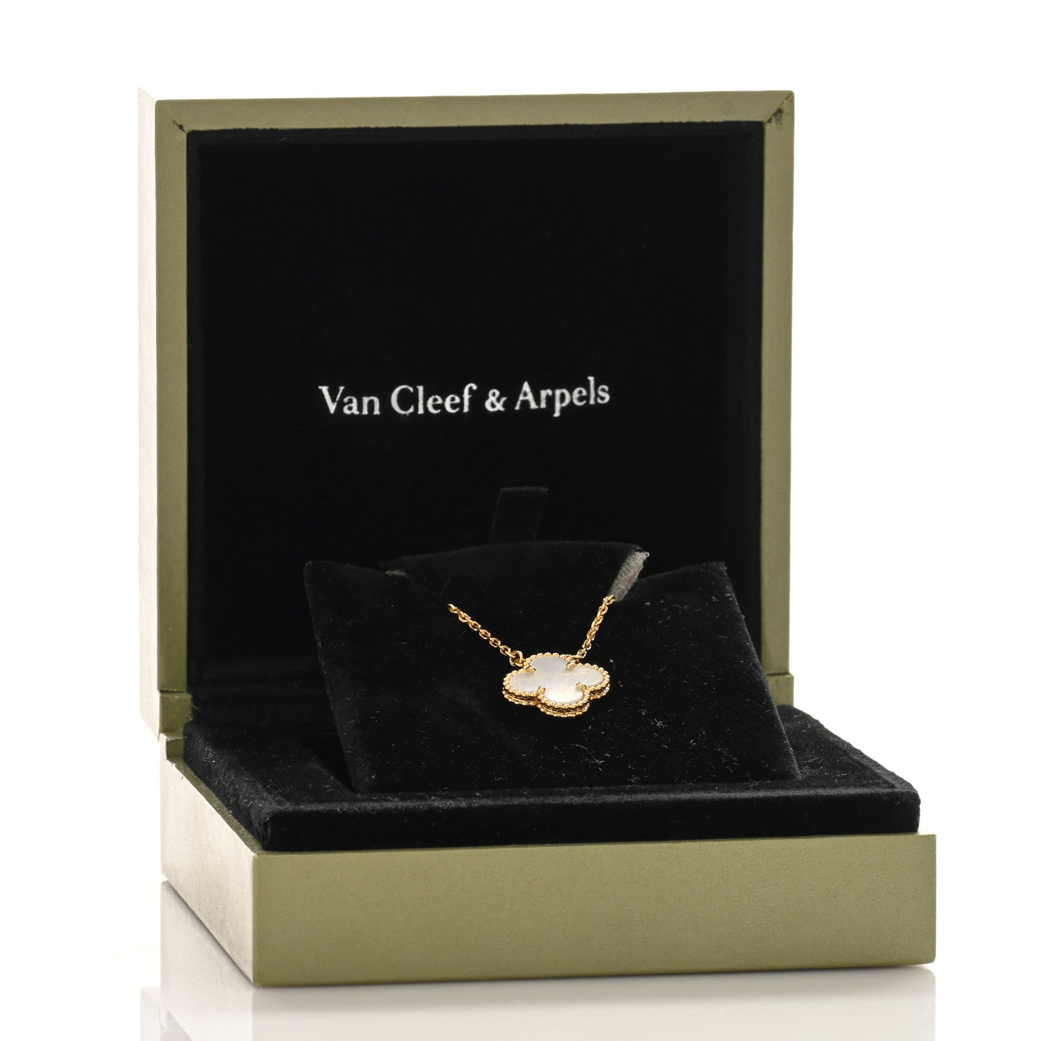 Van Cleef & Arpels 18K Yellow Gold Mother of Pearl Vintage Alhambra Pendant Necklace 4 of 4