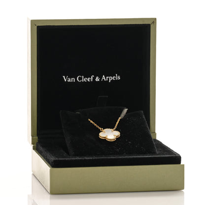 Van Cleef & Arpels 18K Yellow Gold Mother of Pearl Vintage Alhambra Pendant Necklace 4 of 4